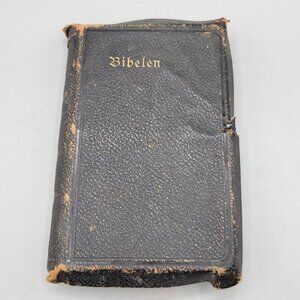 1908 Danish Bibelen Leatherbound Bible Antiquarian Old and New Testaments